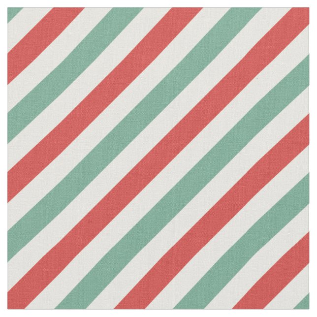 Retro Candy cane jul Rand Red Grönt Tyg (Närbild)