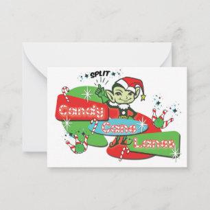 Retro Candy cane Lanes Bowling Elf Anteckningskort
