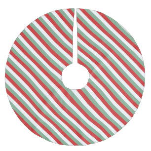 Retro Candy cane Stripe Red Grönt jul Julgransmatta Borstad Polyester
