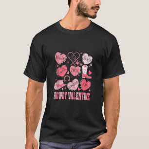 Retro Candy Heart Howdy Velentines Day Cowgirl Wes T Shirt