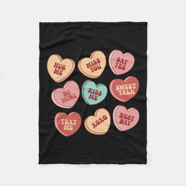 Retro Candy Heart Valentine Vibes Valentines day G Fleecefilt (Framsidan)