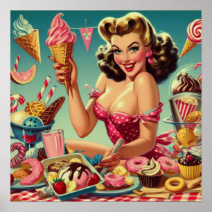 Retro Candy Pin Up Poster