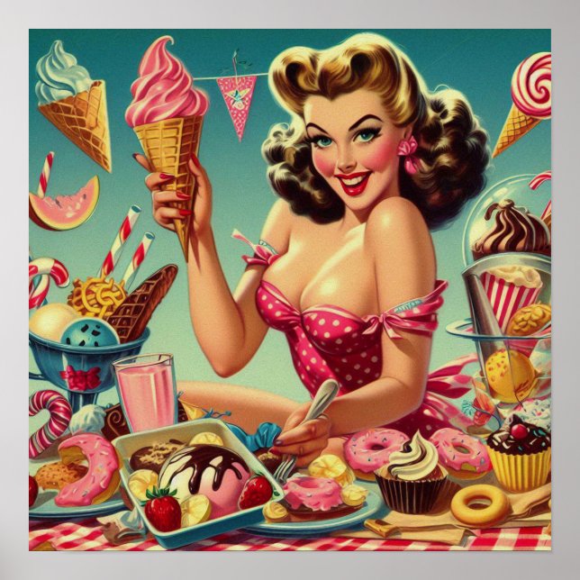 Retro Candy Pin Up Poster (Framsidan)