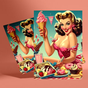 Retro Candy Pin Up Vykort