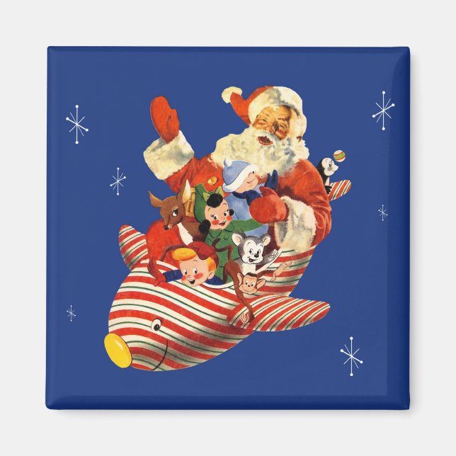 Retro Candy Rocket Santa Magnet (Framsidan)