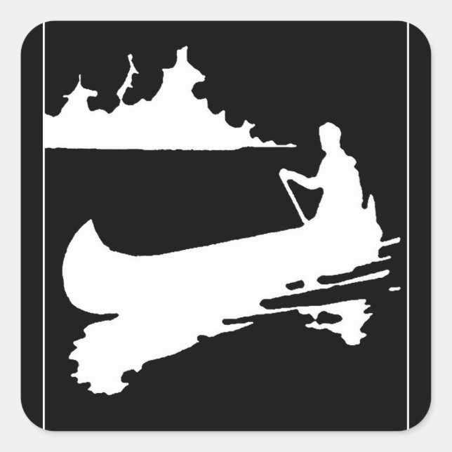 Retro Canoe Silhouette Fyrkantigt Klistermärke (Framsida)