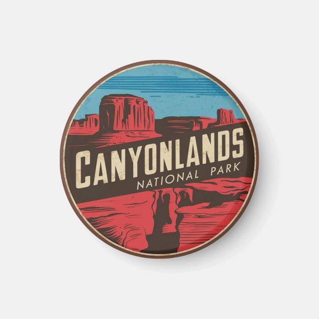 Retro Canyonlands nationalpark Travel Emblem Magnet (Framsidan)