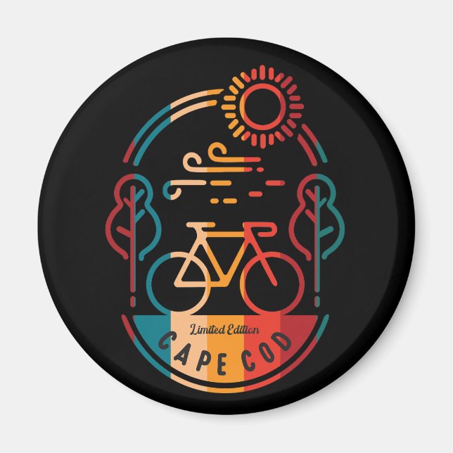 Retro Cape Cod Bike Trail Magnet (Framsidan)