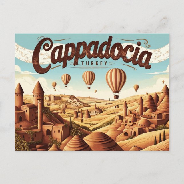 Retro Cappadocia-vyer Vykort (Framsida)
