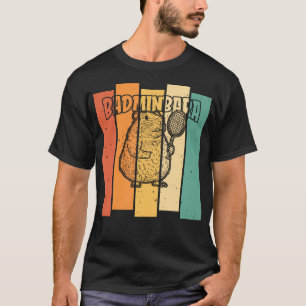 Retro Capybara Fjäderboll - Vintage Badminton Bad T Shirt
