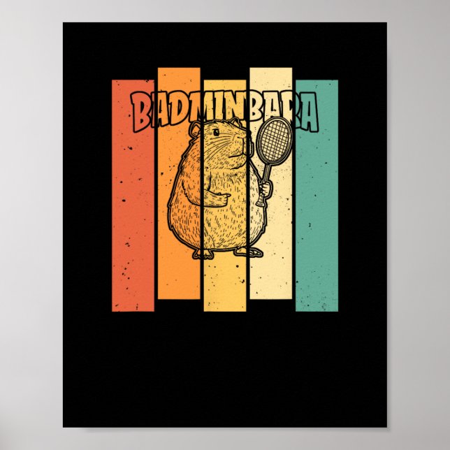 Retro Capybara Shuttle - Vintage Badminton Badminb Poster (Framsidan)