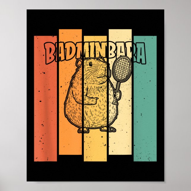 Retro Capybara Shuttle - Vintage Badminton Badminb Poster (Framsidan)