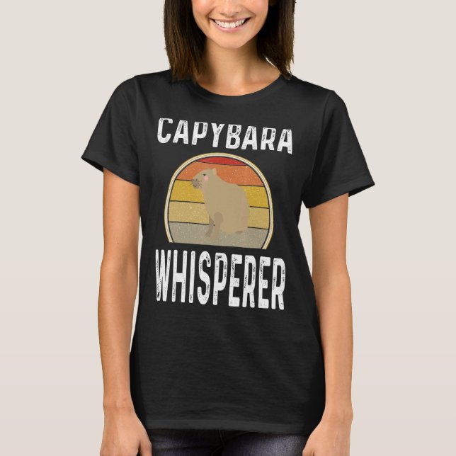 Retro Capybara Whisperer Animal Sunset T Shirt (Framsida)