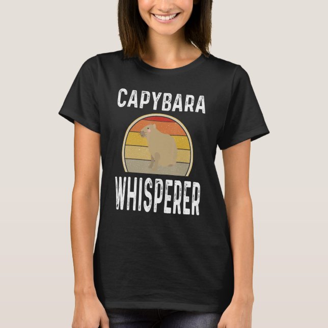 Retro Capybara Whisperer Animal Sunset T Shirt (Framsida)