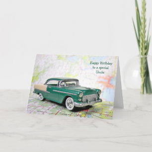 Retro Car för moronets födelsedag Kort