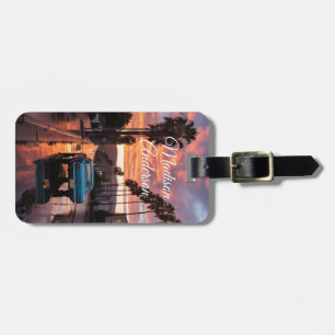 Retro Car & Handflatan Sunset Personlig Bagagebricka
