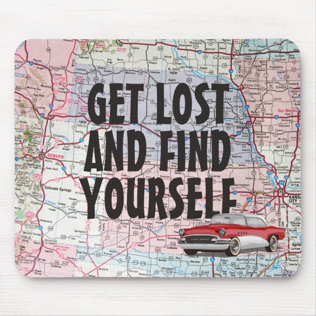 Retro Car på väg Karta Musmatta (Framsidan)