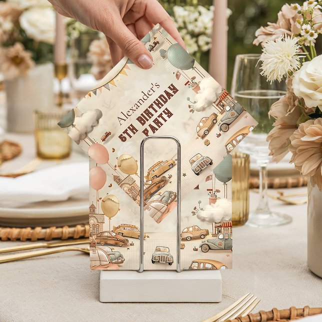 Retro Car Themed Kids Birthday Pappersservett (Skapare uppladdad)