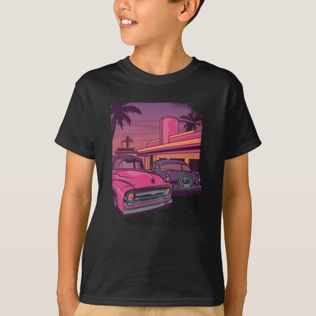 Retro Car US Middag T Shirt (Framsida)