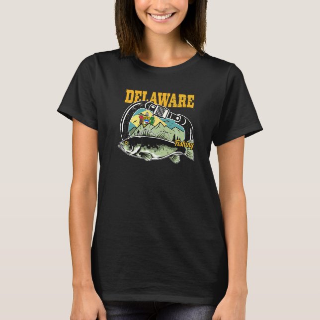 Retro Carabiner Delaware Fishing T Shirt (Framsida)