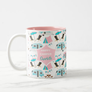 Retro Caravan Camping Cute Personlig Två-Tonad Mugg