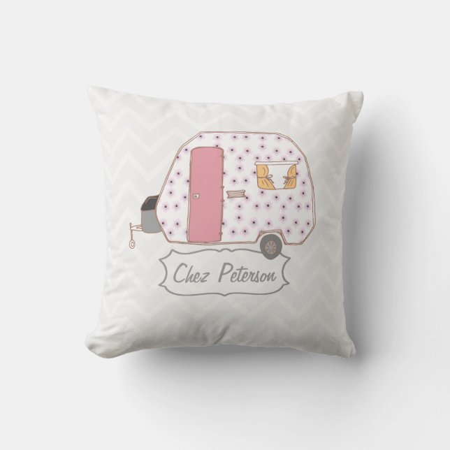 Retro Caravan Chevron Kudde (Framsida)