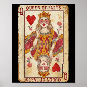 Retro Card Queen of Farts Funny Novelty Fart Queen Poster