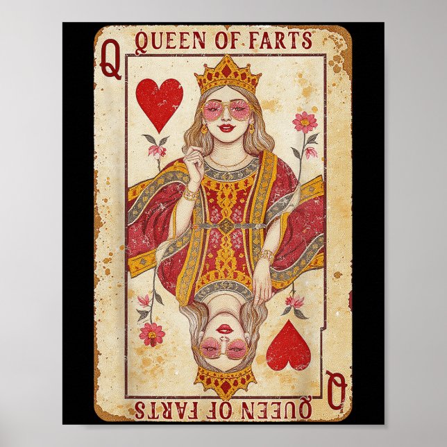 Retro Card Queen of Farts Funny Novelty Fart Queen Poster (Framsidan)