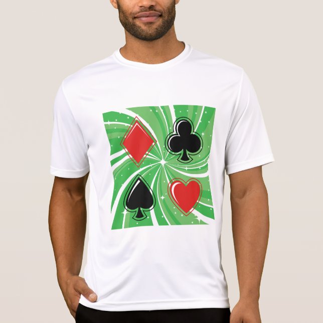 Retro Card Suits Vibrant Red and Black T Shirt (Framsida)