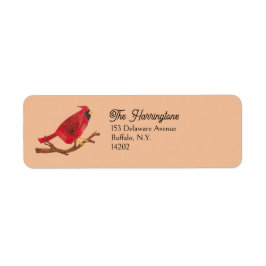 Retro Cardinal Midcentury Bird Art Return Address Returadress Etikett