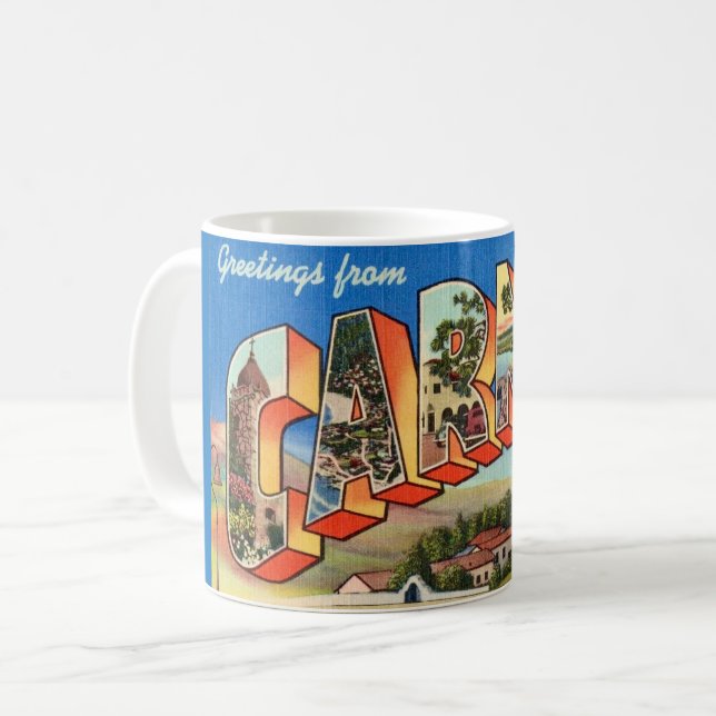 Retro Carmel California Hälsning Mugg (Framsida vänster)