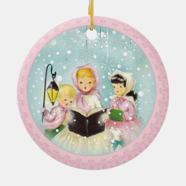 Retro Carolers jul Träd Ornament (Baksidan)