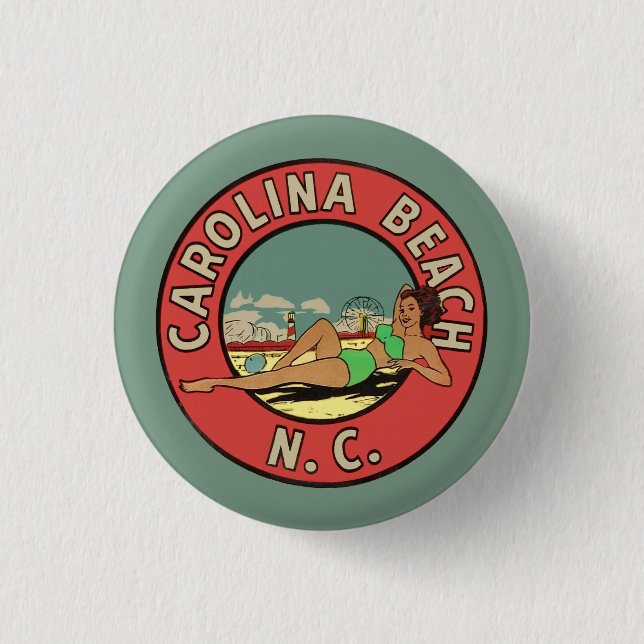 Retro Carolina Beach Roundel Knapp (Framsida)