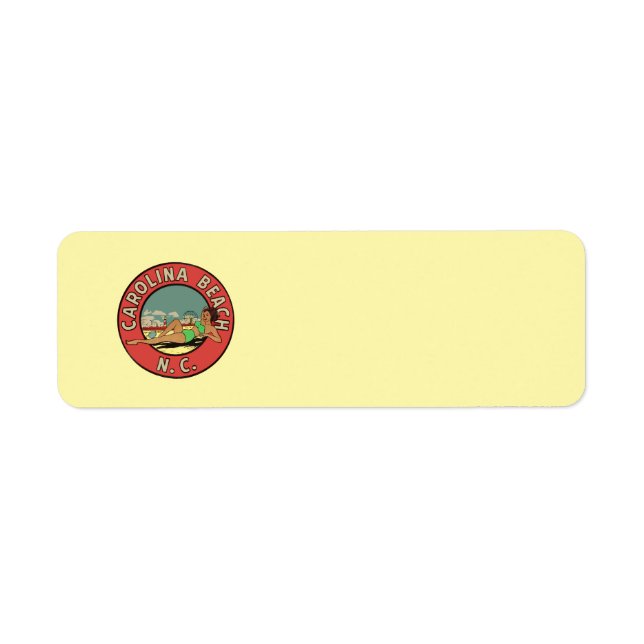 Retro Carolina Beach Roundel Returadress Etikett (Framsidan)
