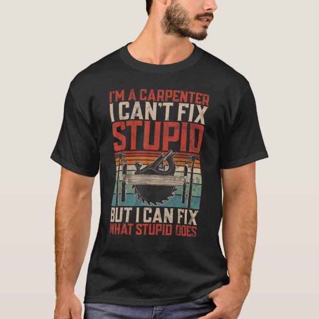 Retro carpenter design för träarbetare, lumberjack t shirt (Framsida)