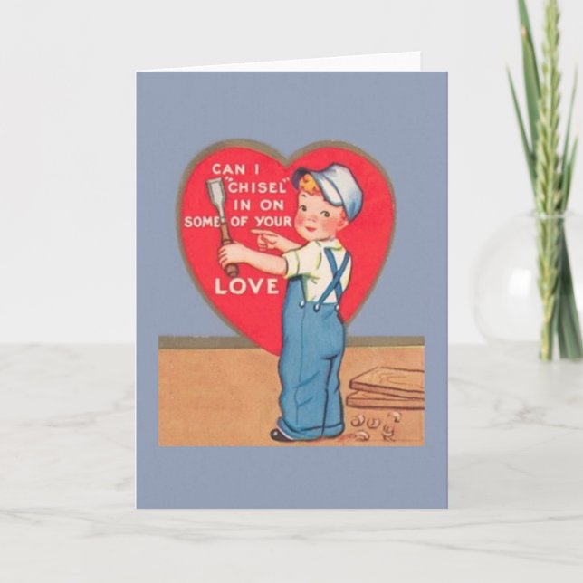Retro Carpenter Valentine Day Greeting Card Helgkort (Framsida)