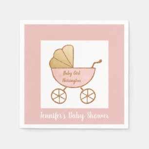 Retro Carriage Pastel Rosa White Flicka Shower Pappersservett
