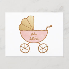 Retro Carriage Rosa Guld Virtuella Flicka Shower Inbjudan Vykort