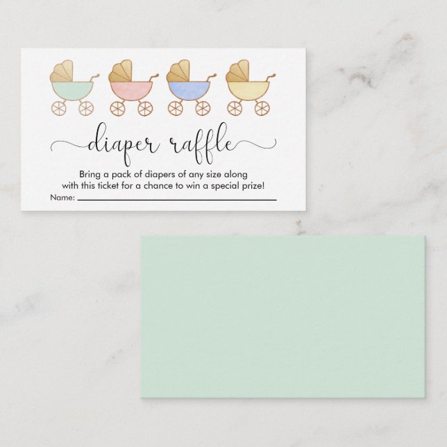 Retro Carriages Diaper Raffle Baby Shower Tilläggskort (Fram/baksida)