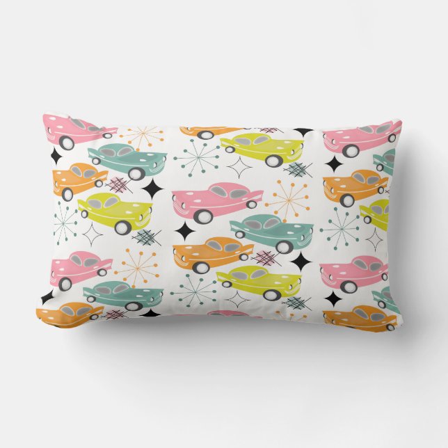 Retro Cars Atomic Starburst Modern Mid Centres Lumbarkudde (Framsida)