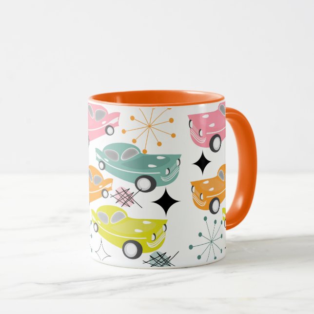 Retro Cars Atomic Starburst Modern Mid Centres Mugg (Framsida höger)