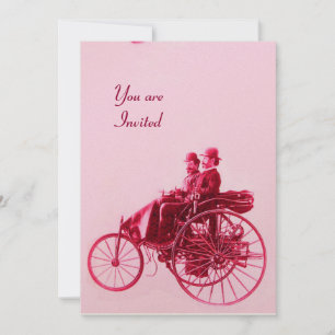 RETRO CARS AUTO RESTORATION guld Red fuchsia rosa Inbjudningar