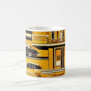 Retro Cars Geometric Mustard Mid Century Kaffemugg