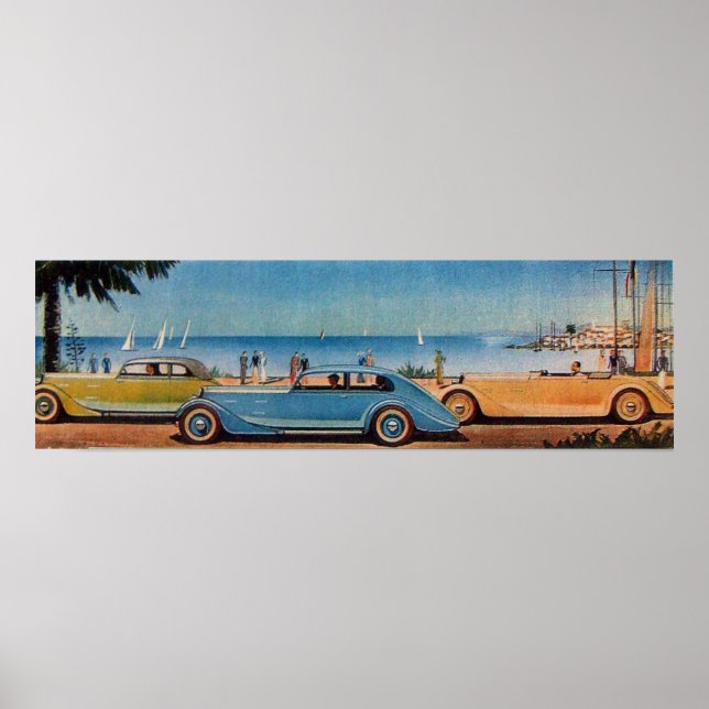 RETRO CARS, orange av blå gult Poster (Framsidan)