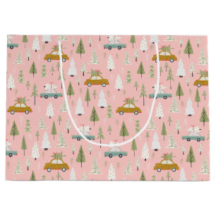 Retro Cars Rosa Jel Woodland Träd-skog