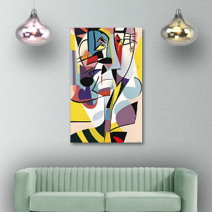 Retro Cartoonish Cubist Doodles 03 Canvastryck