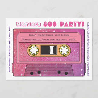Retro Casette Tape 80s Party Temainbjudning Inbjudningar