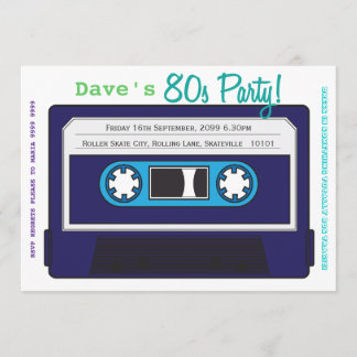 Retro Casette Tape 80s Party temainbjudning Inbjudningar