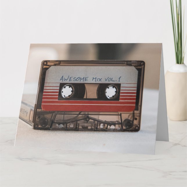 RETRO CASSETTE BAND BIRTHDAY GREETDS CARDS KORT (Framsida)