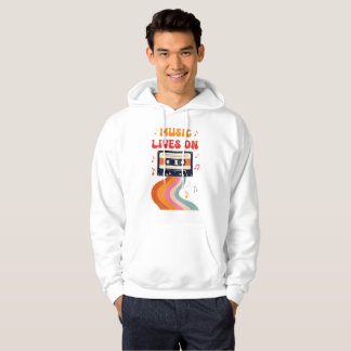 Retro Cassette-bandsändning - Musik lever på Vinta Hoodie